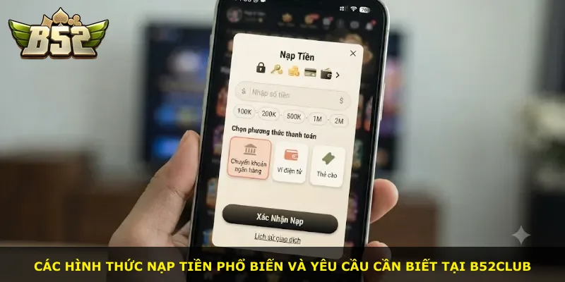 Các hình thức nạp tiền phổ biến và yêu cầu cần biết tại B52Club