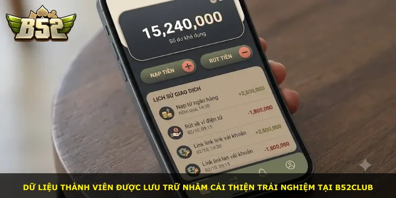 Dữ liệu thành viên được lưu trữ nhằm cải thiện trải nghiệm tại B52Club